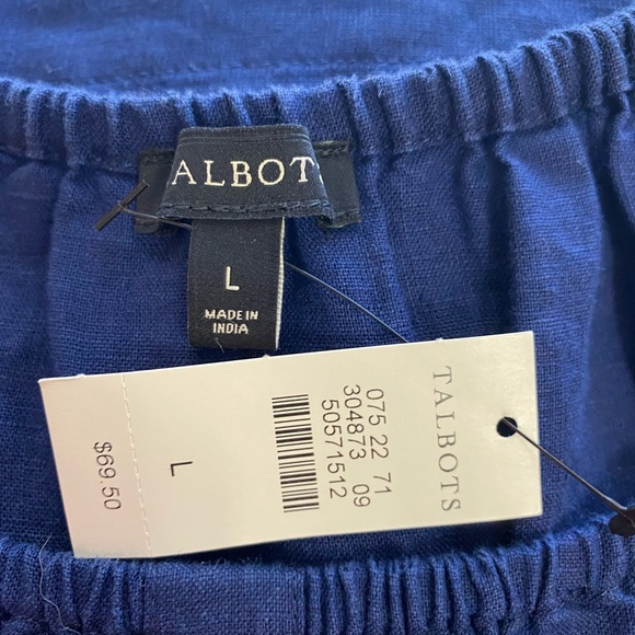 NWT Talbots 100% Linen Navy Short Sleeve Oversize Blouse  [286] - Picture 4 of 5